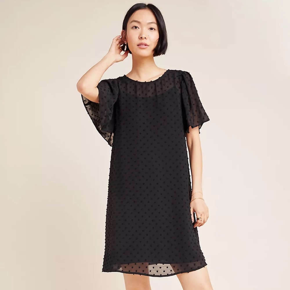 Anthropologie Gracie Clip Dot Tunic Dress